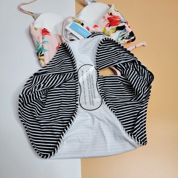 CUPSHE Women’s Bikini Swimsuit Floral Print Halter Lace Up Two Piece size S NWT - Picture 12 of 13